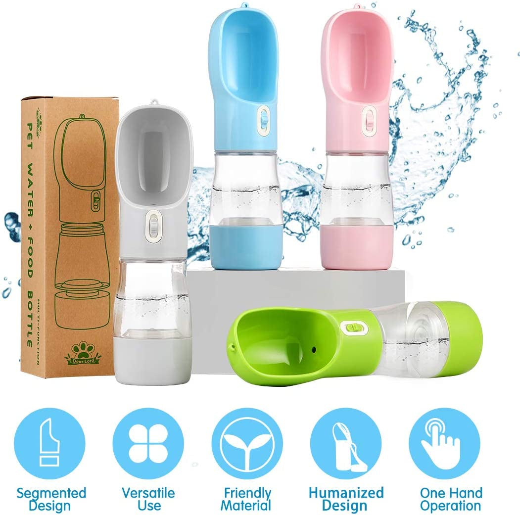 Dog Water Bottles for Walking, Travel Pet Water Bottle with Pouch for Dogs, Portable Dog Water Bottles Dispenser for Hiking Outdoor Activities (Grey)