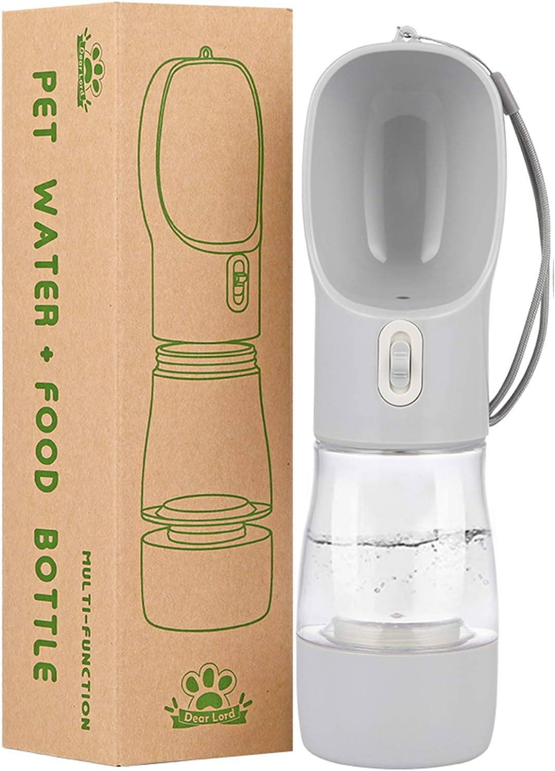 Dog Water Bottles for Walking, Travel Pet Water Bottle with Pouch for Dogs, Portable Dog Water Bottles Dispenser for Hiking Outdoor Activities (Grey)