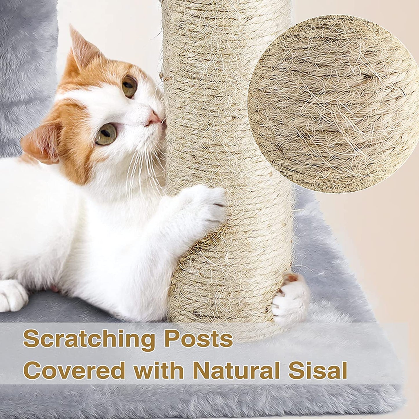CatWonderland - Cat Tower with Cat Scratching Posts - Cat Condo with Padded Perch, Cat Activity Center for Cats, Cat Climbing Stand with Jump Platform & Toys for Small Kittens Adult Cats